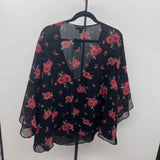 Lane Bryant Women's Size 2X Black Floral Long Sleeve Shirt