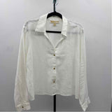 Michael Kors Women's Size L White Textured Long Sleeve Shirt