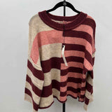 Mustard Seed Women's Size S maroon Stripe Sweater