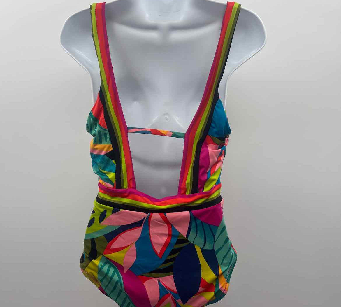 Trina Turk Women's Size 10 Multi-Color Abstract Swimsuit - 1 Piece