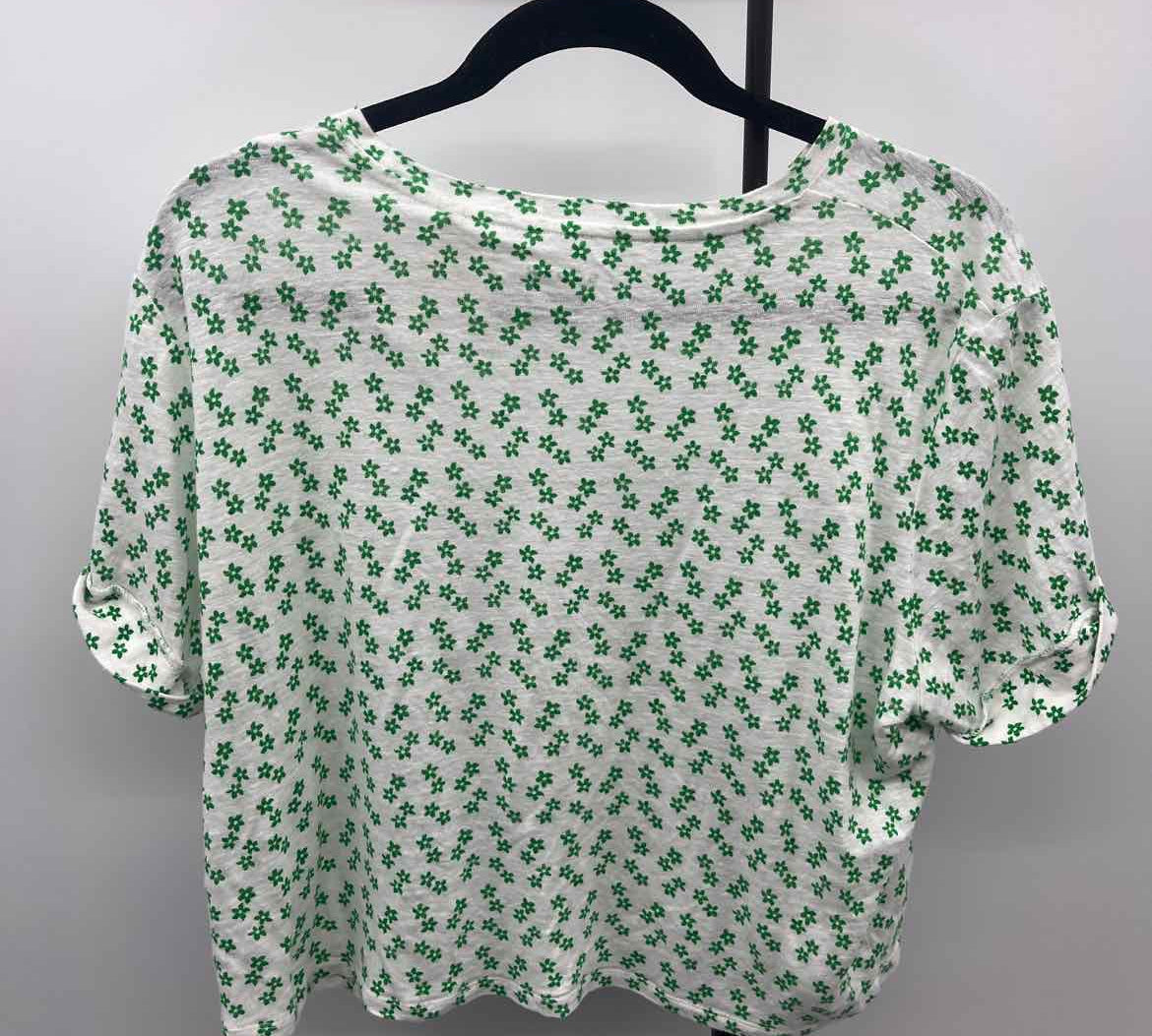 Boden Women's Size M Green Floral Short Sleeve Shirt