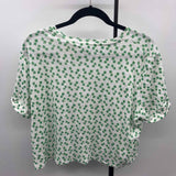 Boden Women's Size M Green Floral Short Sleeve Shirt