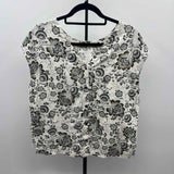 Tahari Women's Size S Charcoal Floral Short Sleeve Shirt