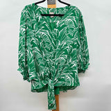 Chico's Women's Size XL Green Leaf Long Sleeve Shirt