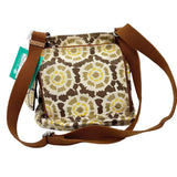 FOSSIL Brown White Tan Geometric Canvas Crossbody Purse