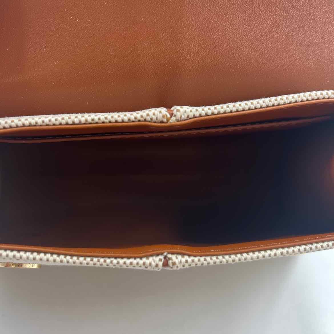 Interior JW PEI Caramel Brown Canvas & Faux Leather Handled ELISE Satchel Purse w/Crossbody