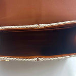 Interior JW PEI Caramel Brown Canvas & Faux Leather Handled ELISE Satchel Purse w/Crossbody