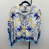 Chico's Women's Size L/XL White Palm Trees Short Sleeve Shirt