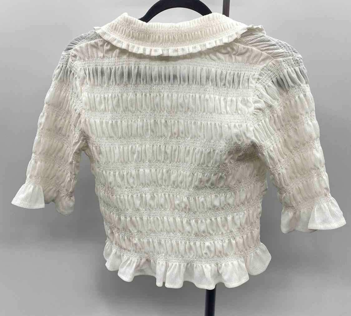 Maeve Junior's Size S White Textured Long Sleeve Shirt