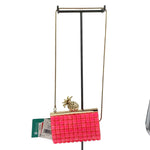KATE SPADE Hot Pink Pineapple LEMONDROP LELLA Frame Clutch Purse w/Gold Cord Crossbody