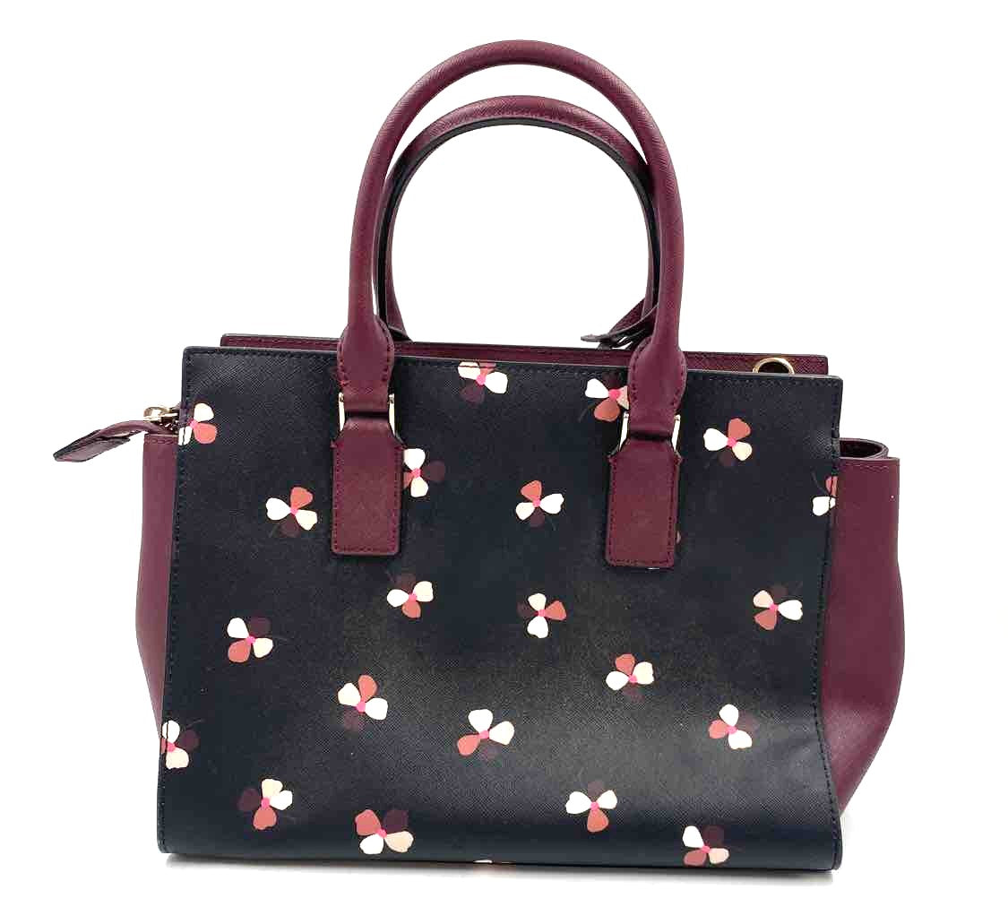 Back KATE SPADE Wine & Black PVC DUSK BUDS DITSY Print CAMERON Handled Satchel 