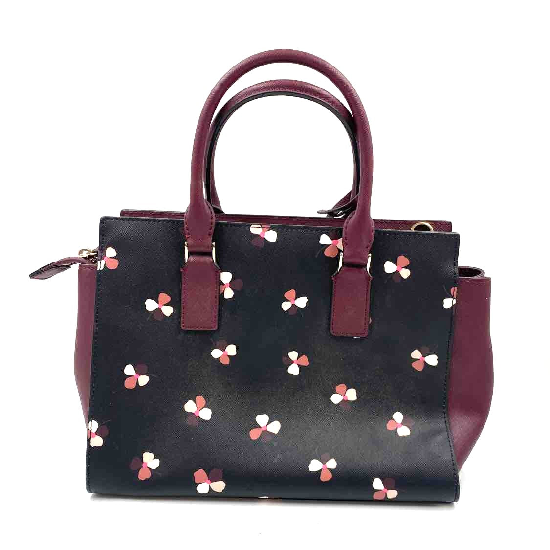 Back KATE SPADE Wine & Black PVC DUSK BUDS DITSY Print CAMERON Handled Satchel 