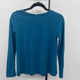 Garnet Hill Women's Size XS Blue Solid Long Sleeve Shirt