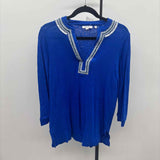 Chico's Women's Size S Royal Blue Beaded Long Sleeve Shirt