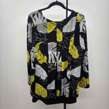 Alfani Women's Size XL Black Leaf Long Sleeve Shirt