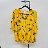 Melloday Women's Size XL Yellow Floral Short Sleeve Shirt