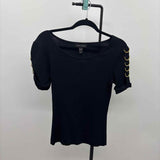Cable & Gauge Women's Size S Baby Blue Ribbed Short Sleeve Shirt