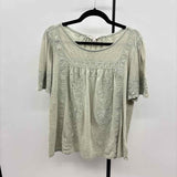 Lucky Brand Women's Size L Green Textured Short Sleeve Shirt