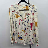 Maeve Junior's Size 18W Ivory Skiing Long Sleeve Shirt