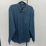 Liverpool Men's Size XL Blue Solid Long Sleeve Shirt