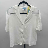 Cece Women's Size S White Textured Short Sleeve Shirt