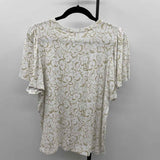 Loft Women's Size L Tan Floral Short Sleeve Shirt