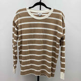 J Crew Women's Size M Tan Stripe Long Sleeve Shirt