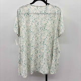 purejill Women's Size XL White Leaves Short Sleeve Shirt