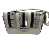 CALVIN KLEIN White Gray & Black Embossed Snakeskin Striped Vegan Leather Flap-Front Purse