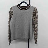 THML Women's Size S Gray Animal Print Sweater