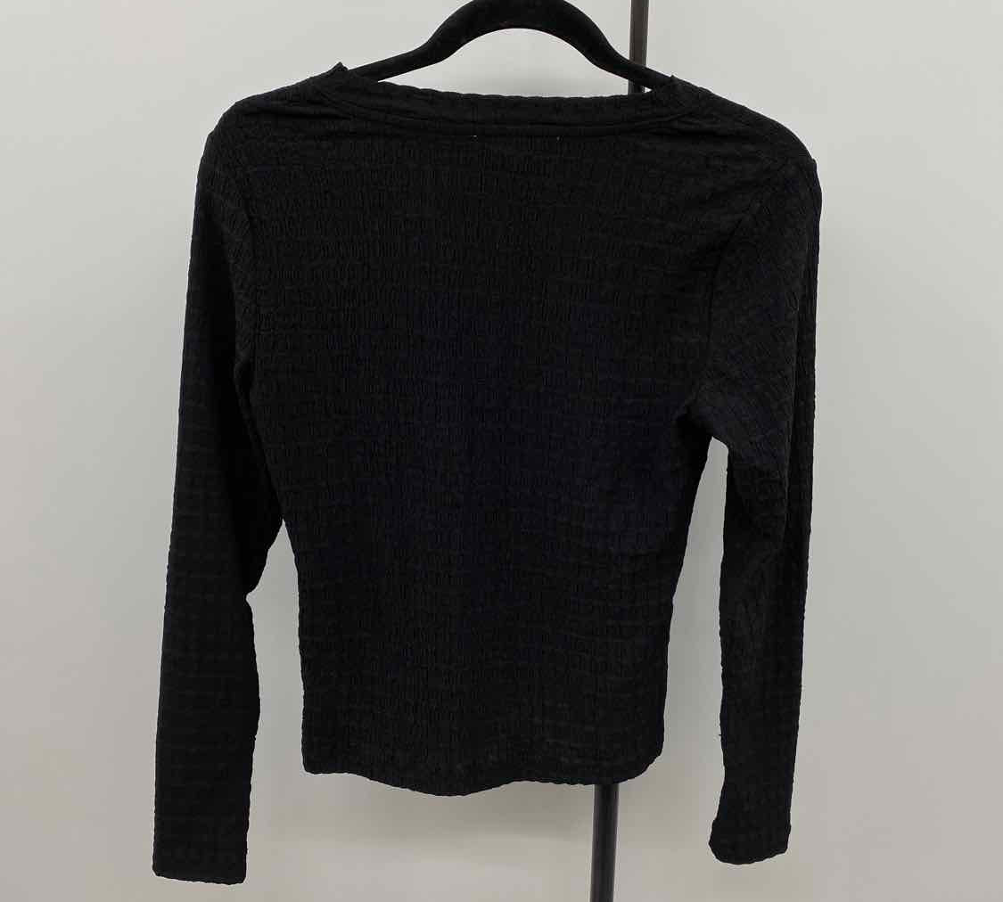 Loft Women's Size M Black Textured Long Sleeve Shirt