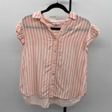 Jane & Dilancey Women's Size XL Peach Stripe Short Sleeve Shirt