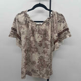 Status Women's Size XL Brown Floral Short Sleeve Shirt