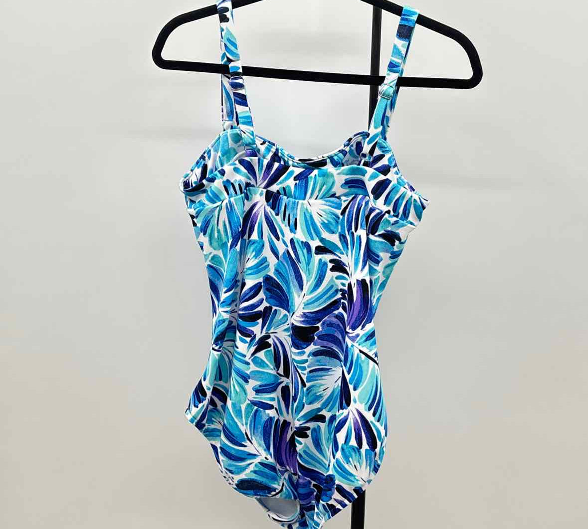 Unbranded Women's Size 14 Blue Leaf Swimsuit - 1 Piece