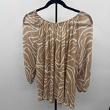 W5 Women's Size XL Tan Abstract Long Sleeve Shirt