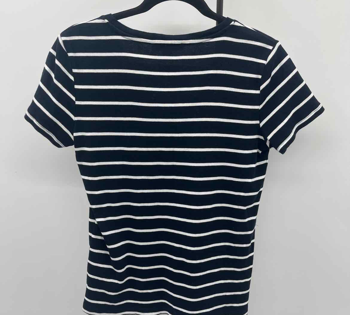 Tommy Hilfiger Women's Size L Navy Stripe Short Sleeve Shirt