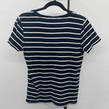 Tommy Hilfiger Women's Size L Navy Stripe Short Sleeve Shirt
