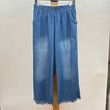 Umgee Women's Size 10 Blue Solid Capris