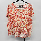 Rachel Zoe Women's Size 3X Cream Floral Short Sleeve Shirt