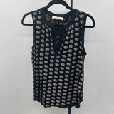 Loft Women's Size M Black Floral Sleeveless Shirt