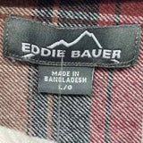 Eddie Bauer Men's Size L Maroon Plaid Long Sleeve Shirt