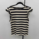 J Crew Women's Size L Black Ribbed Short Sleeve Shirt