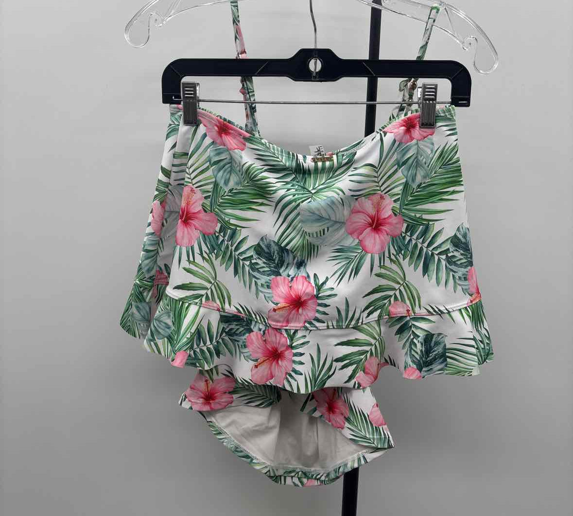 Nicole Miller Women's Size S Green Floral Swimsuit - 2 Piece