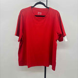 Denim & Co Women's Size 1X Red Solid Short Sleeve Shirt