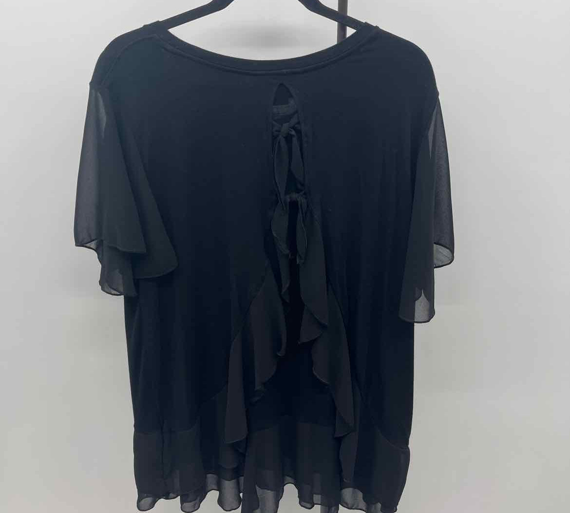 Multiples Women's Size XL Black Solid Short Sleeve Shirt