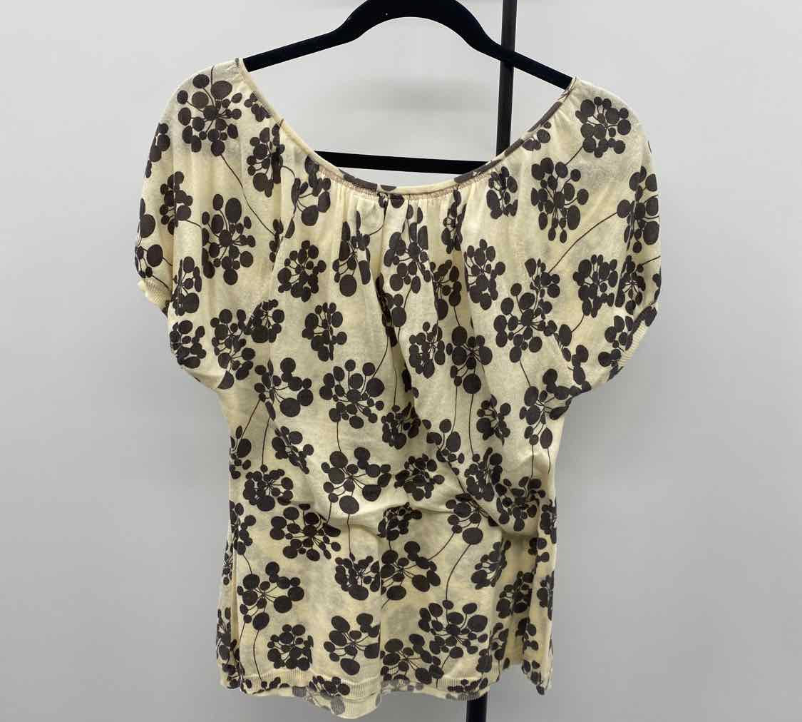Guinevere Women's Size L Ivory dotted Short Sleeve Shirt