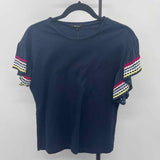 Stella & Dot Women's Size S Navy Stripe Short Sleeve Shirt