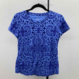 Talbots Women's Size S Blue Damask Short Sleeve Shirt