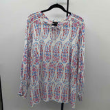 Talbots Women's Size 2X White Paisley Long Sleeve Shirt