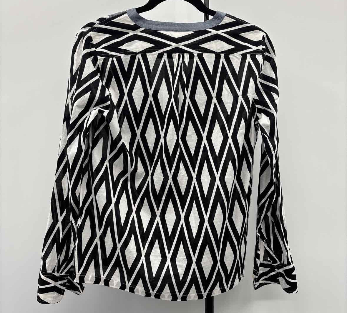 J Crew Women's Size XS Black Diamond Long Sleeve Shirt